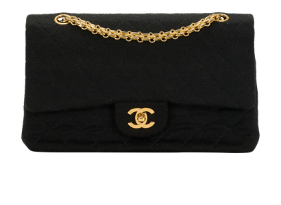 Medium Double Flap, &pound;2,800, Handbags, Black, Fabric, Front view